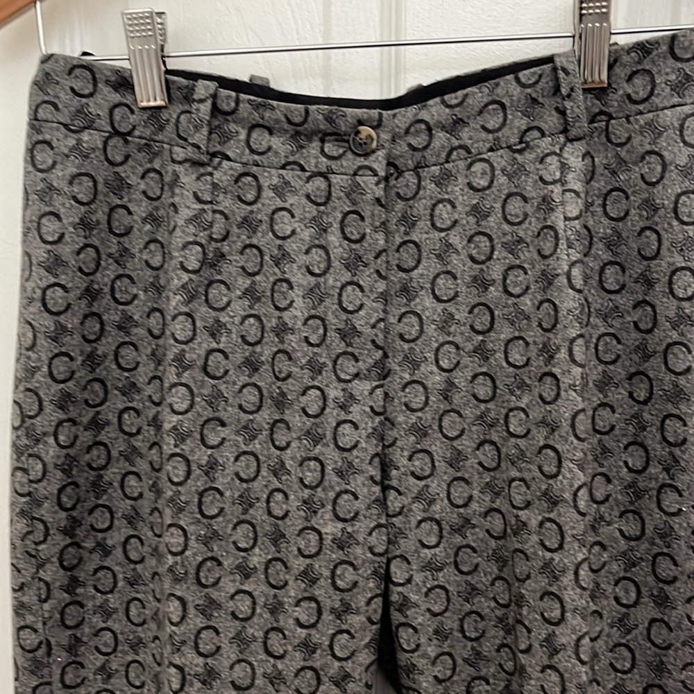 Celine Gray & Black Wool Dress Pants with Logo Size EU 38 - Picture 2 of 6